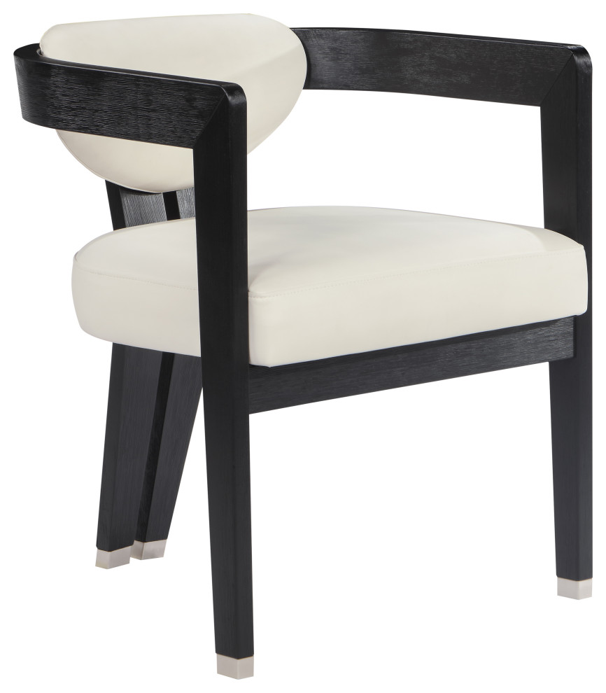 Carlyle Faux Leather Upholstered Dining Chair, Cream, Black Finish
