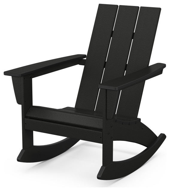 POLYWOOD Modern Adirondack Rocking Chair, Black