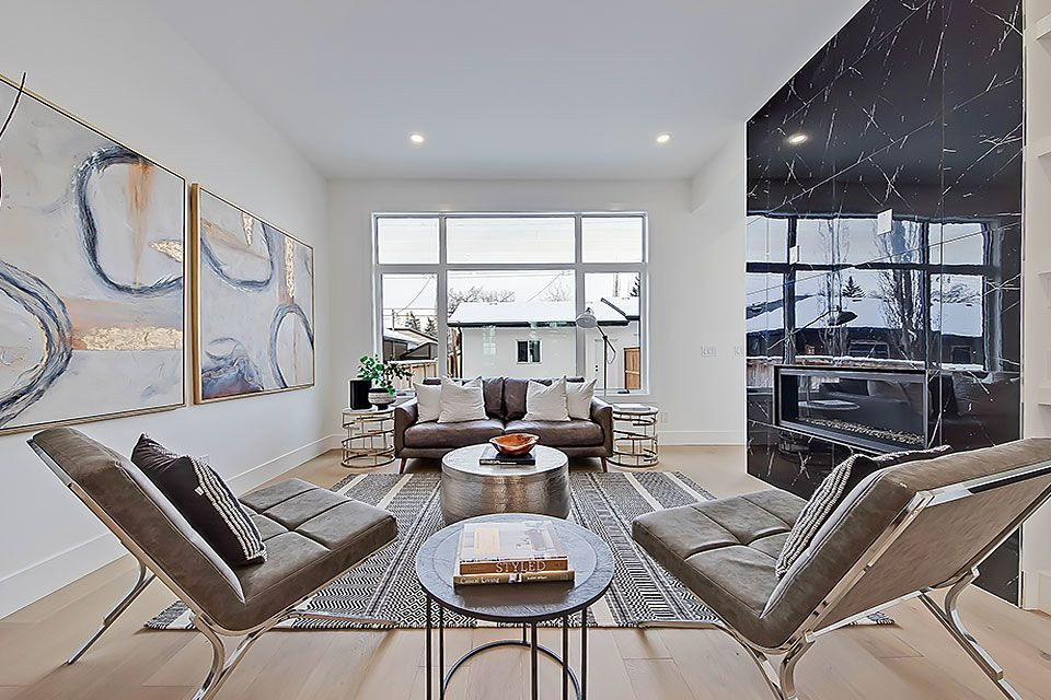 Inspiration for a transitional home design remodel in Calgary