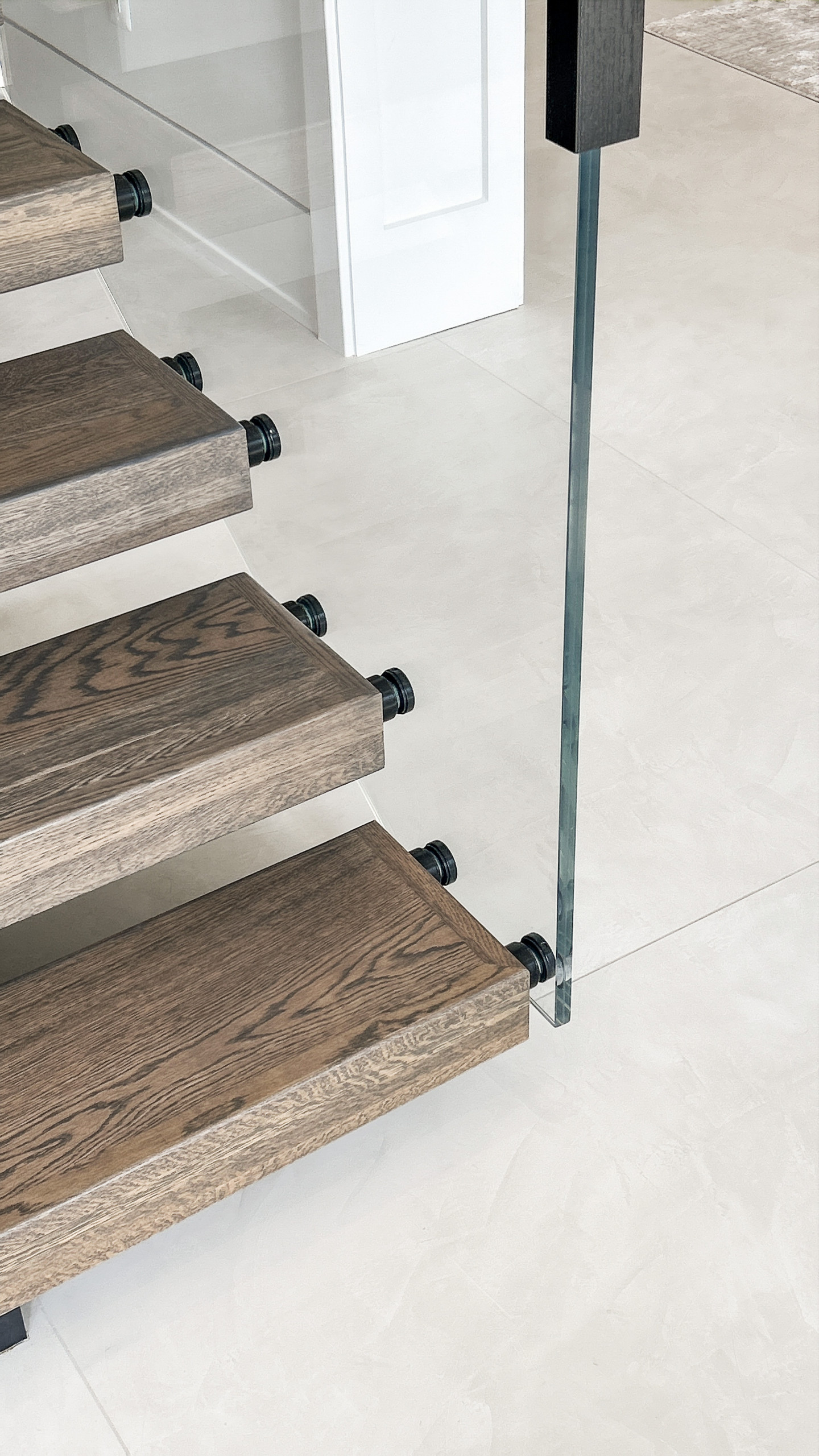 Project #159 | Modern Foyer Stair with Stand-off Glass Railing