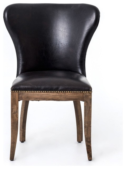 Richmond Black Leather Wingback Dining, Contemporary Wingback Dining Chairs
