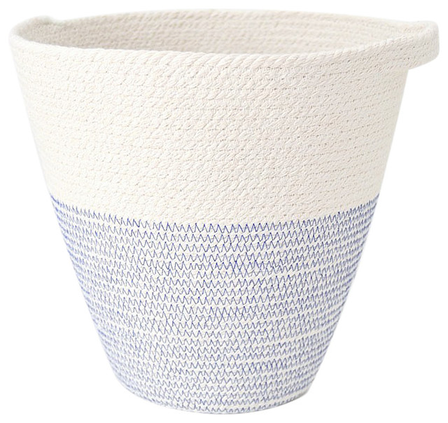 Blue and White Hanging Mediterranean Pot, Medium
