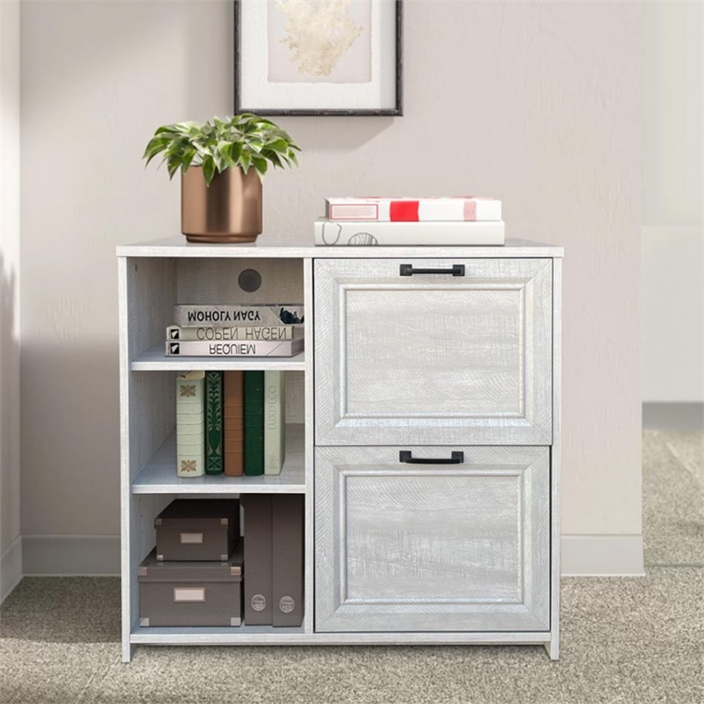 Bush Furniture Homestead Farmhouse Lateral File Cabinet – Driftwood Gray, Locking Drawers, Tip Guard Safety