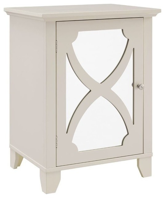 Linon Talvi Wood Small Cabinet With, White End Table With Glass Door
