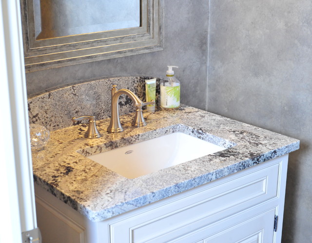 Vintage White Granite Transitional Bathroom Wichita By