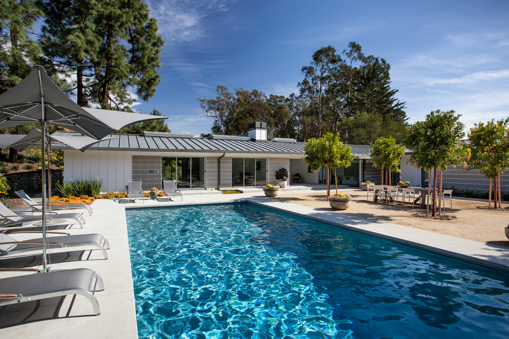 Midcentury rectangular lap pool in Santa Barbara.