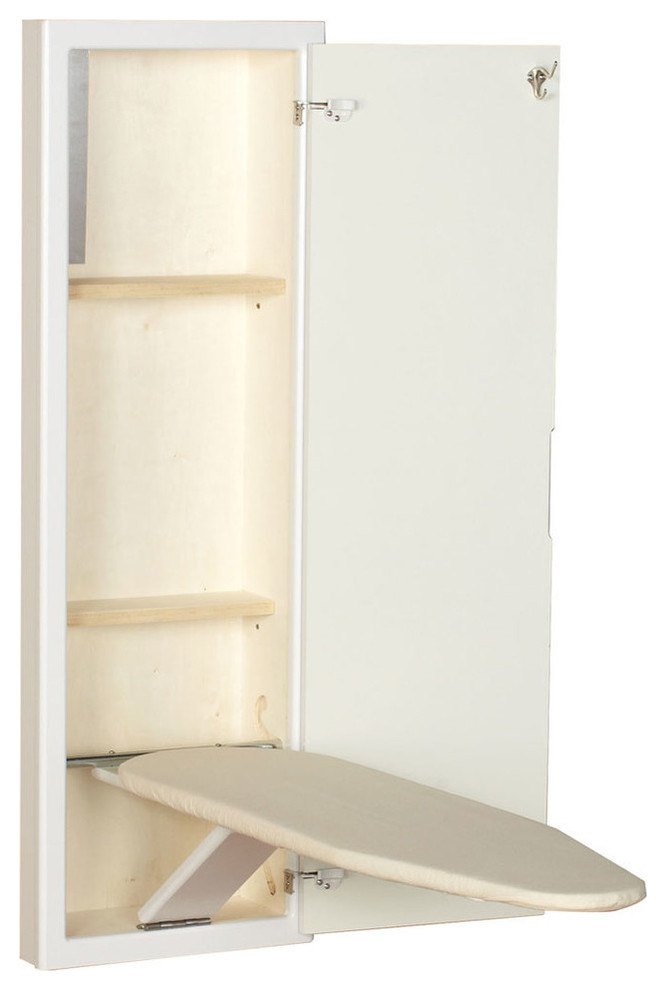 White Stowaway Ironing Board Cabinet Contemporary Ironing