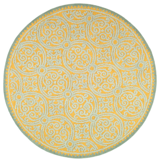 Safavieh Ramona Hand Tufted Rug Blue And Gold 120 X120 Round