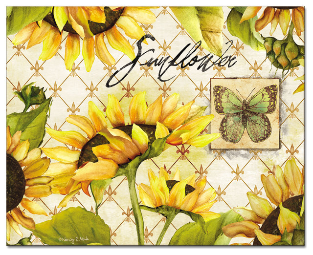 Tempered Glass Cuttingboard/Trivet Sunflowers In Bloom