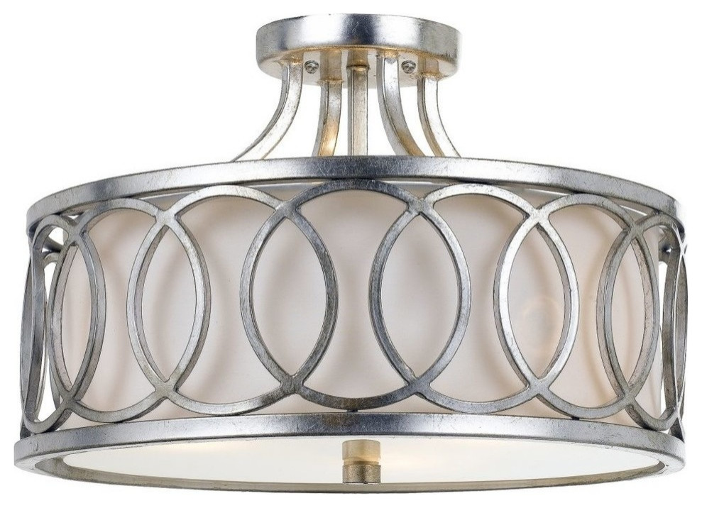 Libby Langdon for Crystorama Graham 3 Light Antique Silver Ceiling Mount