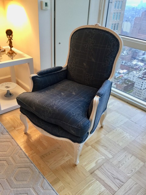 Refinished Bergere Chair Eclectic Living Room New York