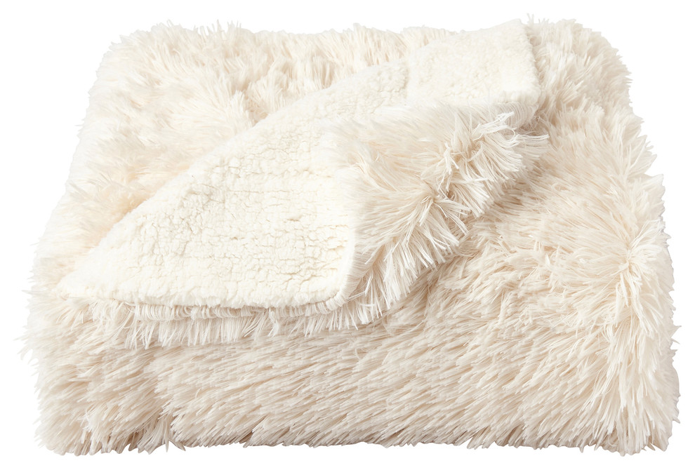 LHC Faux Rabbit Fur Throw Blanket Contemporary Throws by