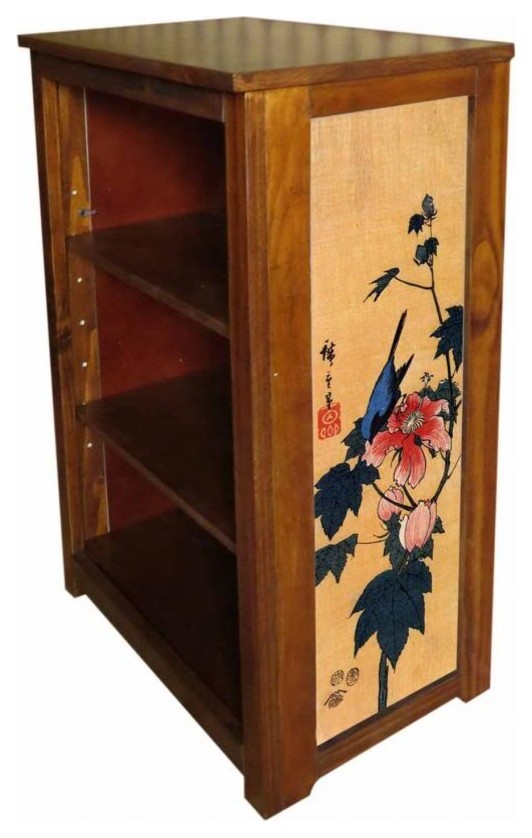 Book cabinet 3 shelf Blackbird on Hibiscus