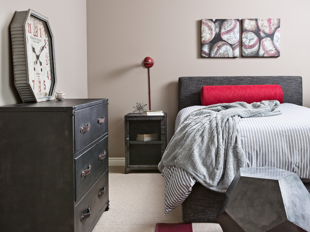 Ashburton Teen Bedroom - The décor in this teen's bedroom combines a love for baseball with mature industrial furnishings.
Photography by: Martin Vecchio