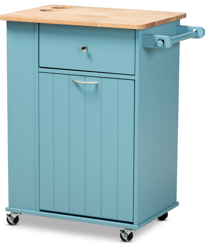Liona Kitchen Storage Cart - Blue, Natural
