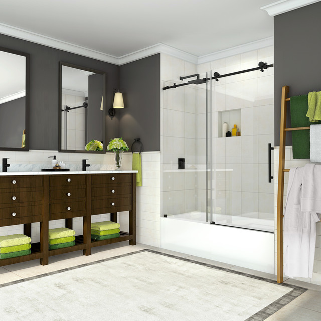 Cine 56 60 X60 Frameless Sliding Tub Door Oil Rubbed Bronze