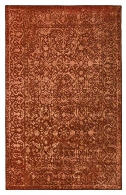 Handmade Silk Road Majestic Rust New Zealand Wool Rug (4' x 6')