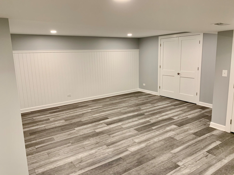 Modern Grey Basement Remodel