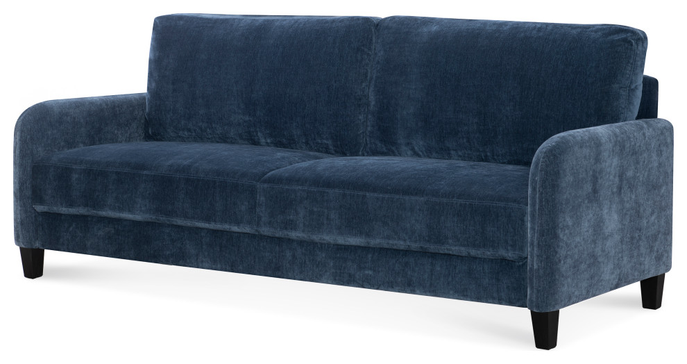 Everly Blue Velvet Sofa Transitional Sofas by Legacy Classic Houzz