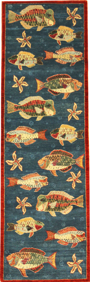 Oriental Rug Runner with Fish