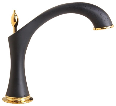 Fontana Matte Black and Gold Widespread Automatic Sensor Faucet ...