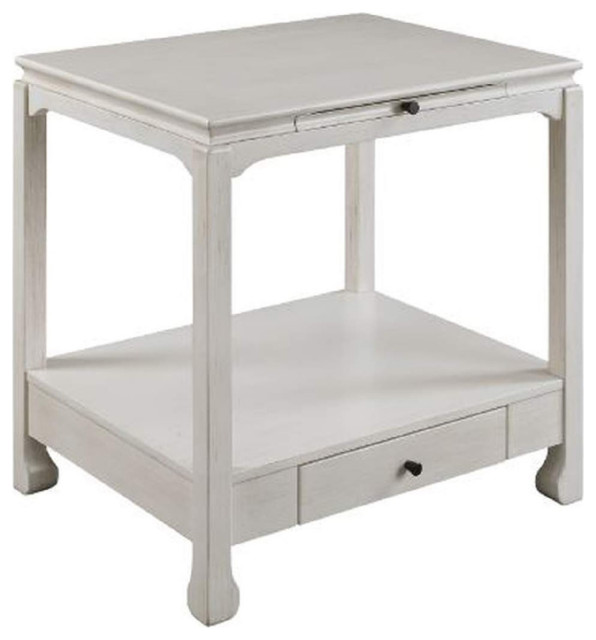 Accent Table With Pull Out Tray And 1 Drawer, Antique White