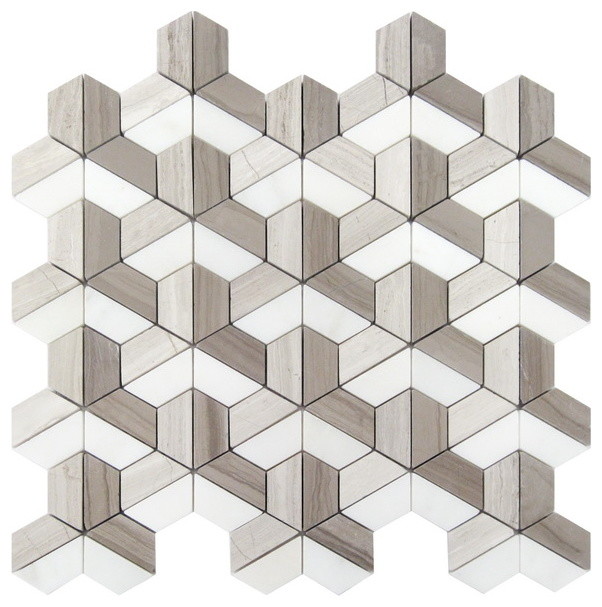 Dimensions 3D Block Mosaic Tile, 12"x12", Set of 30 Contemporary