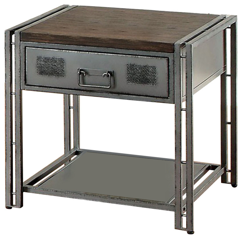 Industrial Style End Table With Storage Reference: Thurles Industrial Style End Table Black Industrial