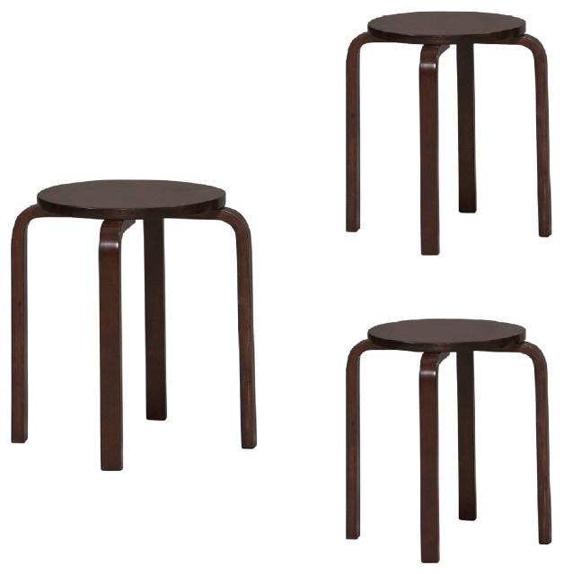 Round Wooden Stackable Stool With, Round Wooden Bar Stools
