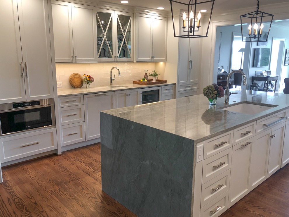 Inspiration for a transitional kitchen remodel with quartzite countertops and gray countertops