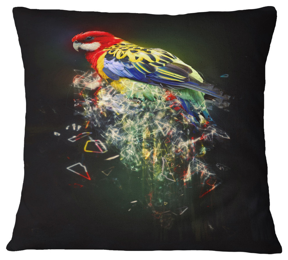 Fantasy Parrot On Branch Animal Throw Pillow, 18"x18"