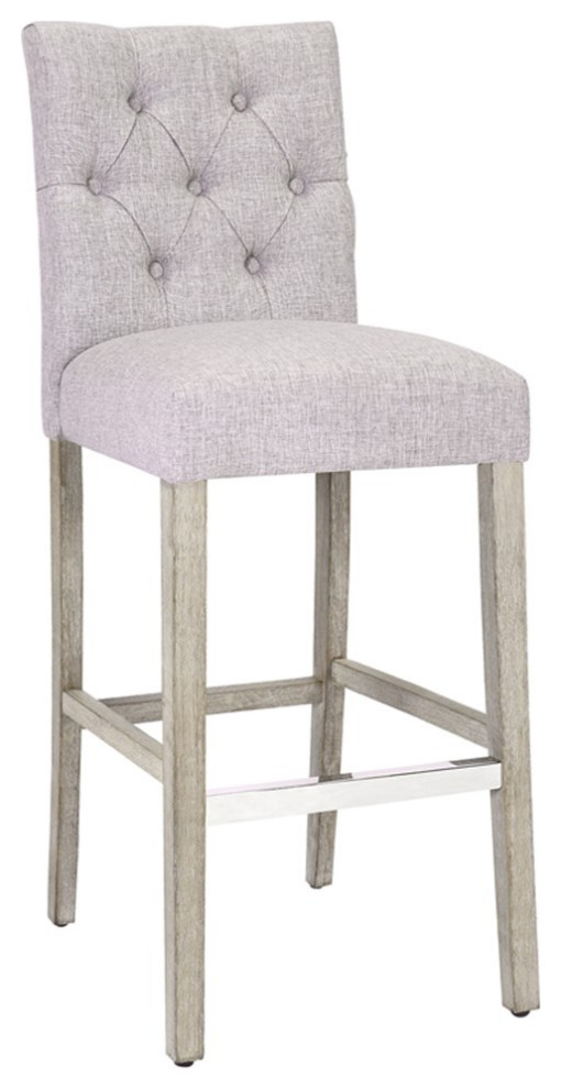Jameson 29" Linen Fabric Tufted Upholstered Counter Stool/Antique Gray