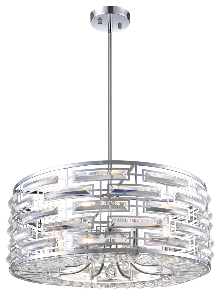 Petia 8 Light Drum Shade Chandelier With Chrome Finish, 10x25x25