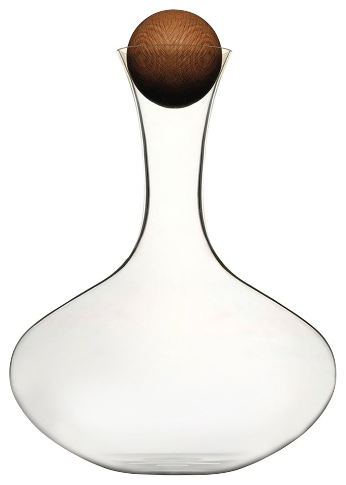 Oval Oak Wine Carafe With Oak Stopper Contemporary Decanters by