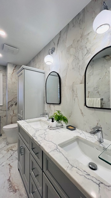 Before, during & after 3 piece washroom remdelling in Meadowvalle