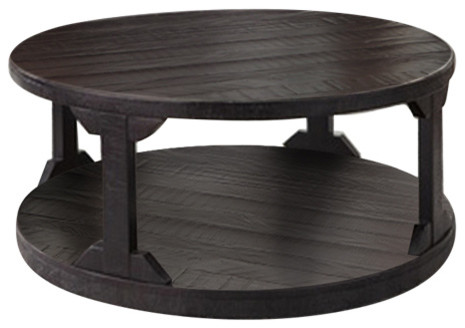 Ashley Round Cocktail Table Rogness, Ashley Rogness Rustic Brown Round Cocktail Table