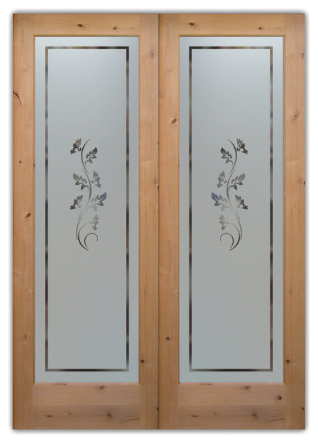 Oak Leaves Pantry Doors Etched Glass