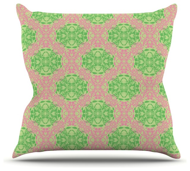 Mydeas "Diamond Illusion Damask Watermelon" Pink Green Throw Pillow