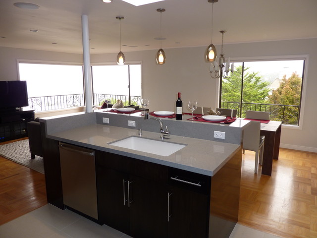 Open Kitchen Island: Terrific open kitchen design idea with modern ...  Open Kitchen Island : Kitchen bar island high black stools for islands in