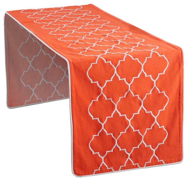 Malaga Stitched Moroccan Cotton Table Runner Mediterranean Table