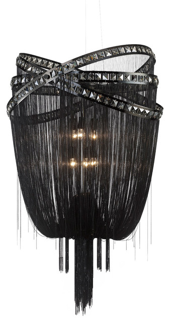 Black Steel Chain Foyear Hanging Chandelier Chrome Smoke Crystal Contemporary Chandeliers By Bathroom Marketplace Houzz Black Steel Chain Foyear Hanging, Black Metal Chain Chandelier