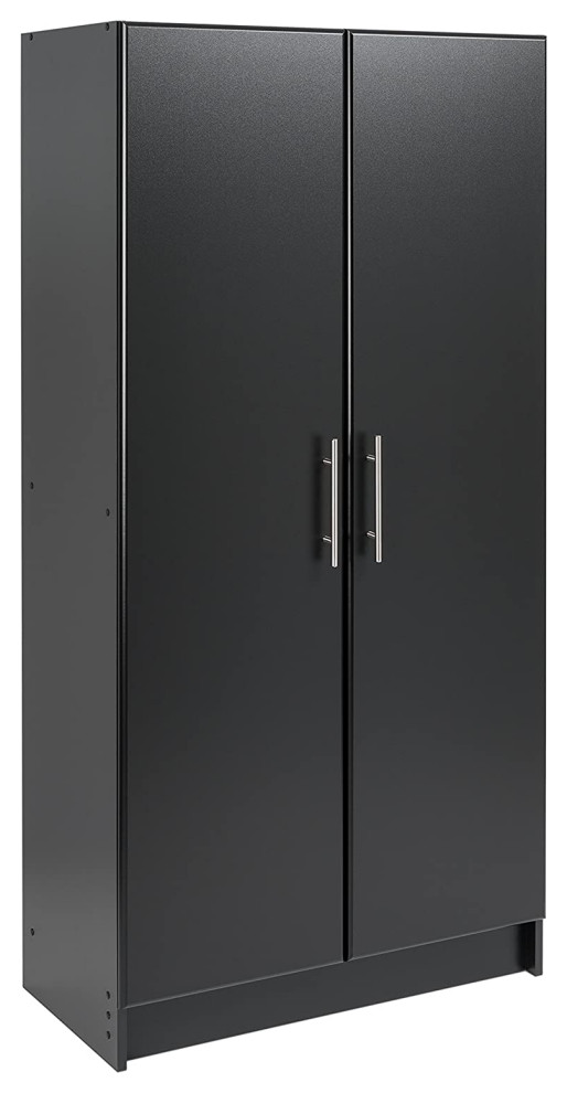 Industrial Tall Storage Doors With 2 Adjustable Shelves, Black
