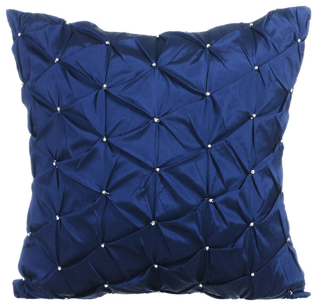 Textured Pintucks 14"x14" Taffeta Navy Blue Pillows Cover, Night Texture