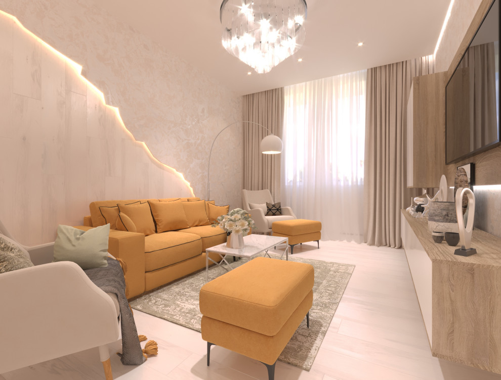 Дизайн-проект  интерьера трехкомнатной квартиры в стиле Контемпорари...