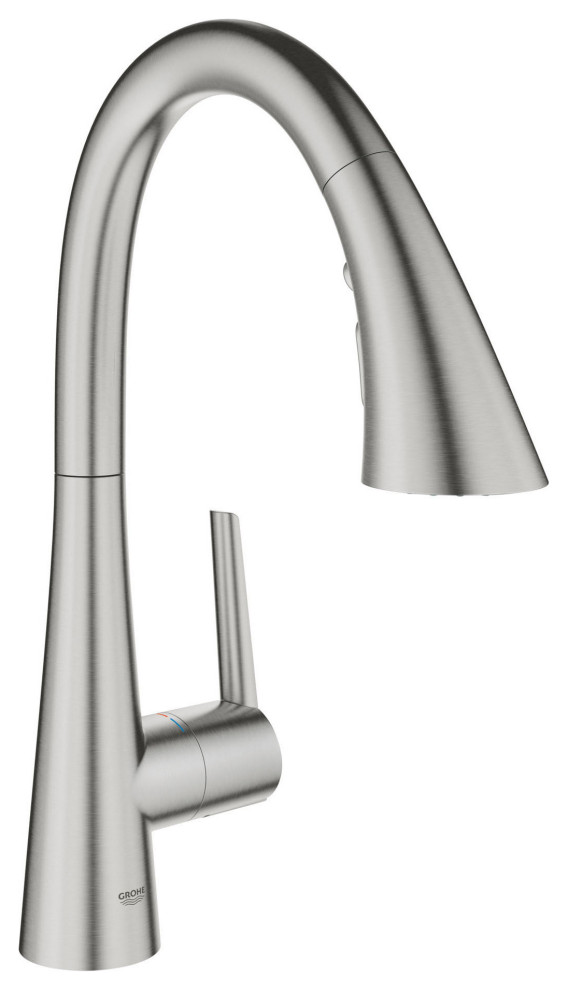 Grohe Zedra SingleHandle Kitchen Faucet, Super Steel Contemporary