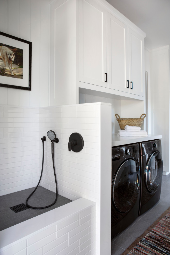 Design ideas for a transitional laundry room in San Francisco.