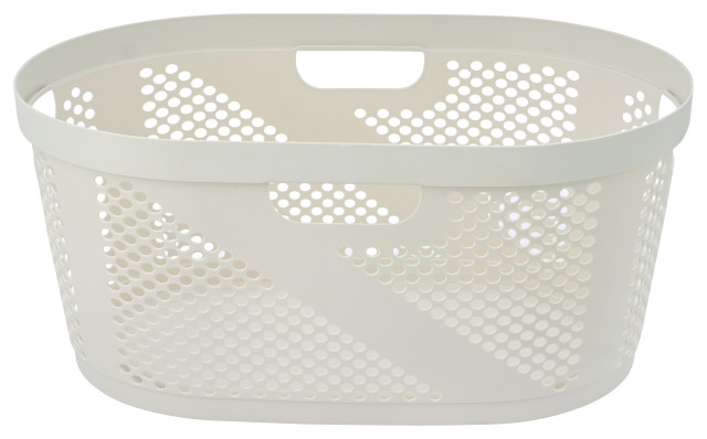 Superio Laundry Basket 50-Liter Elegant Dotted With Cutout Handles Bone