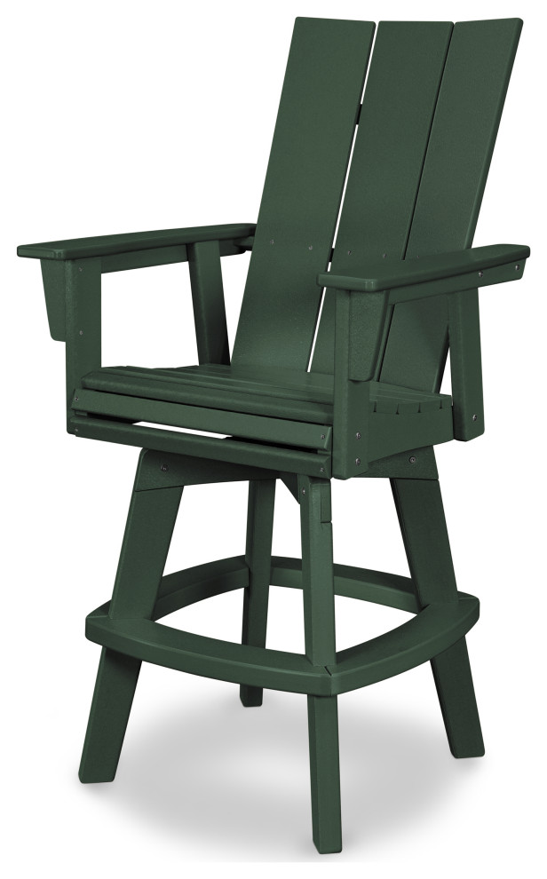 POLYWOOD Modern Adirondack Swivel Bar Chair Contemporary Outdoor
