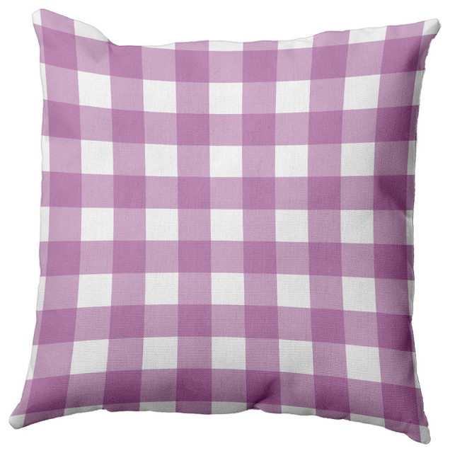 Gingham Plaid Accent Pillow, Orchid, 18"x18"