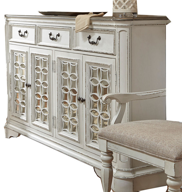 Liberty Magnolia Manor Hall Buffet, Antique White Farmhouse Buffets